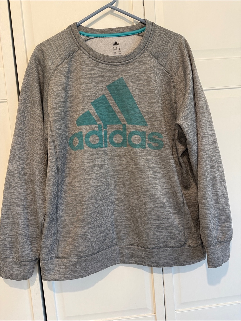 adidas Heather Gray Sweatshirt with Teal Logo